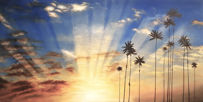 "Palms and Rays of Light"